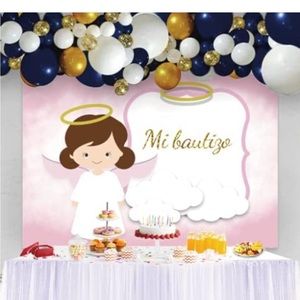 Mi Bautizo (My Baptism) Backdrop for Photography